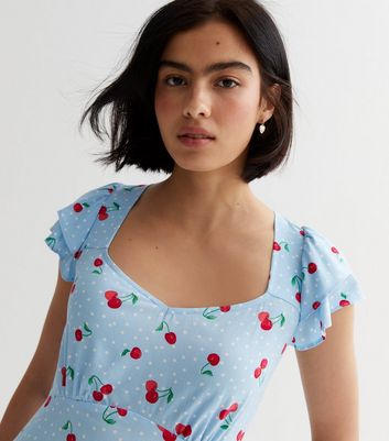 Blue dress clearance with cherries