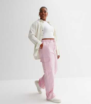 ONLY Curves Lilac Wide Leg Cargo Trousers