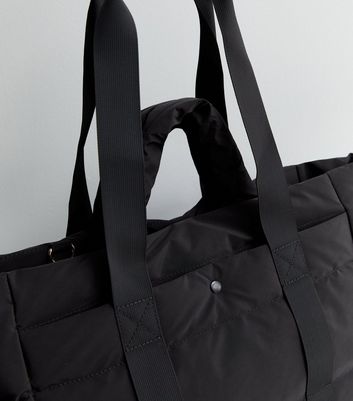 Black Padded Sporty Tote Bag New Look