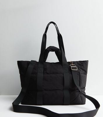 Black padded shop tote bag