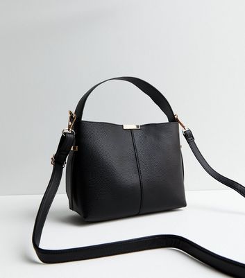 Black leather bucket bag hotsell