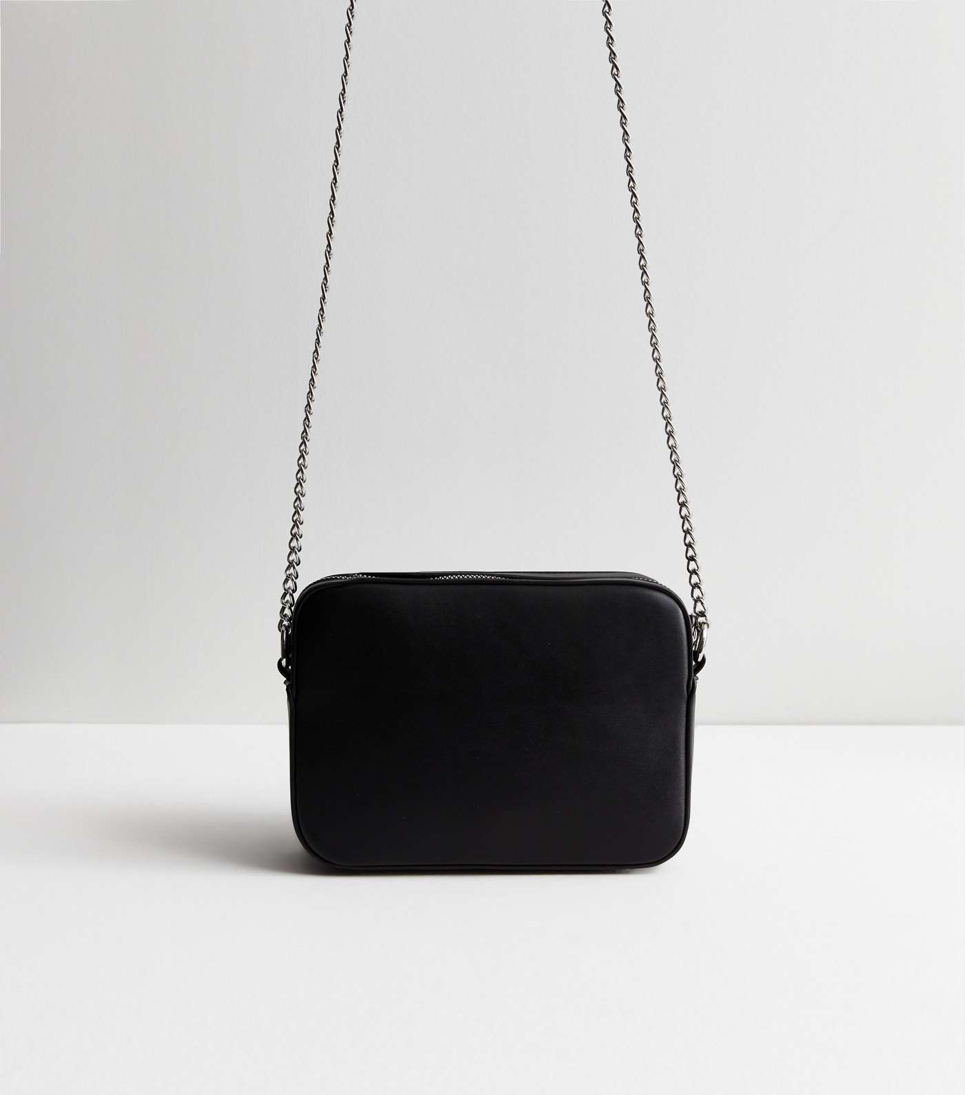 Black Leather-Look Pocket Front Cross Body Bag Image 4