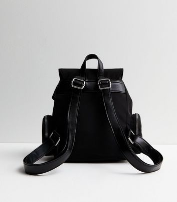 Black Utility Pocket Backpack New Look