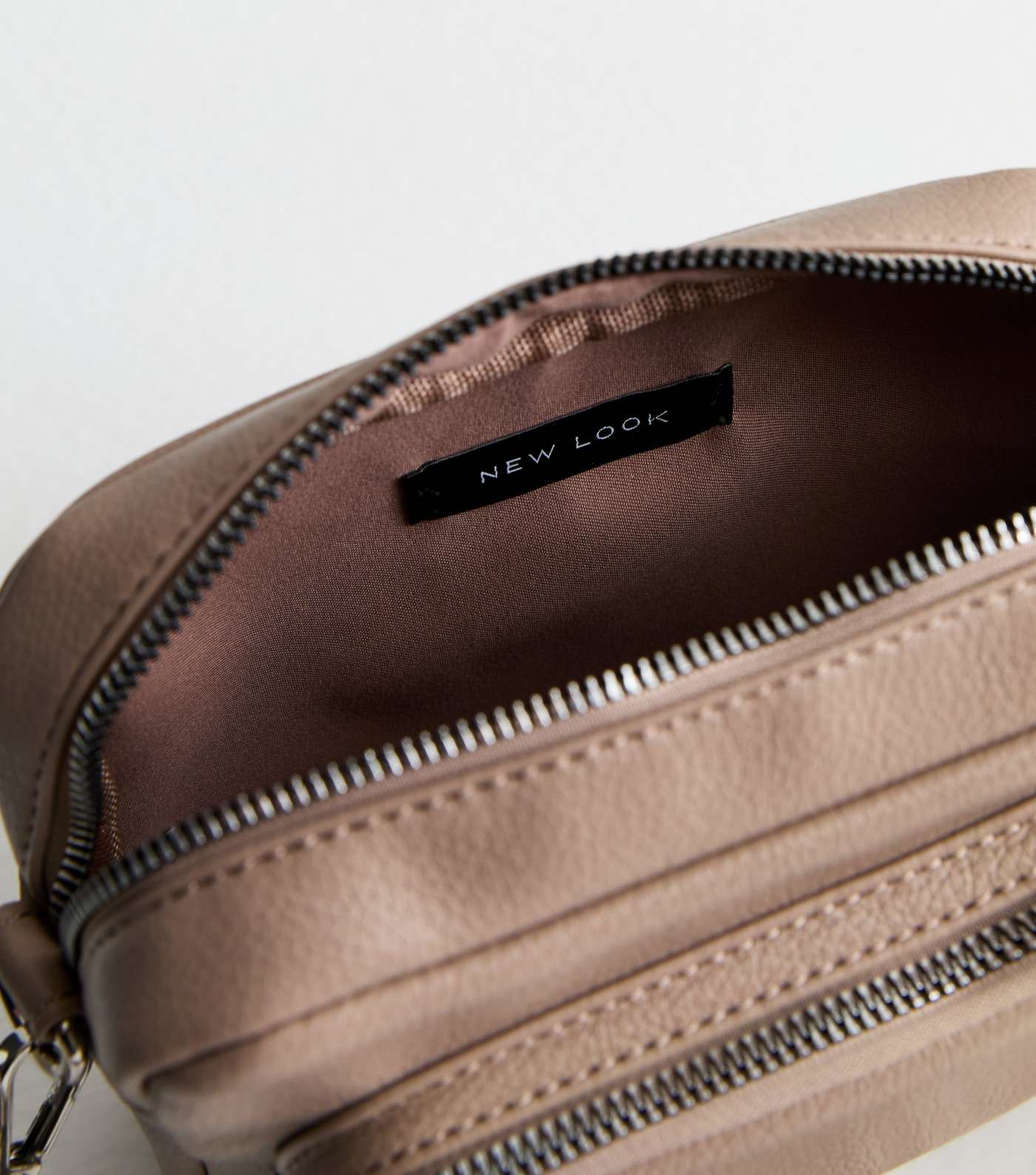 Light Brown Leather-Look Zip Pocket Camera Bag Image 5
