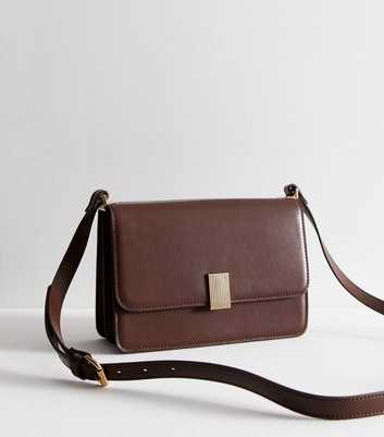Brown Leather-Look Cross Body Bag