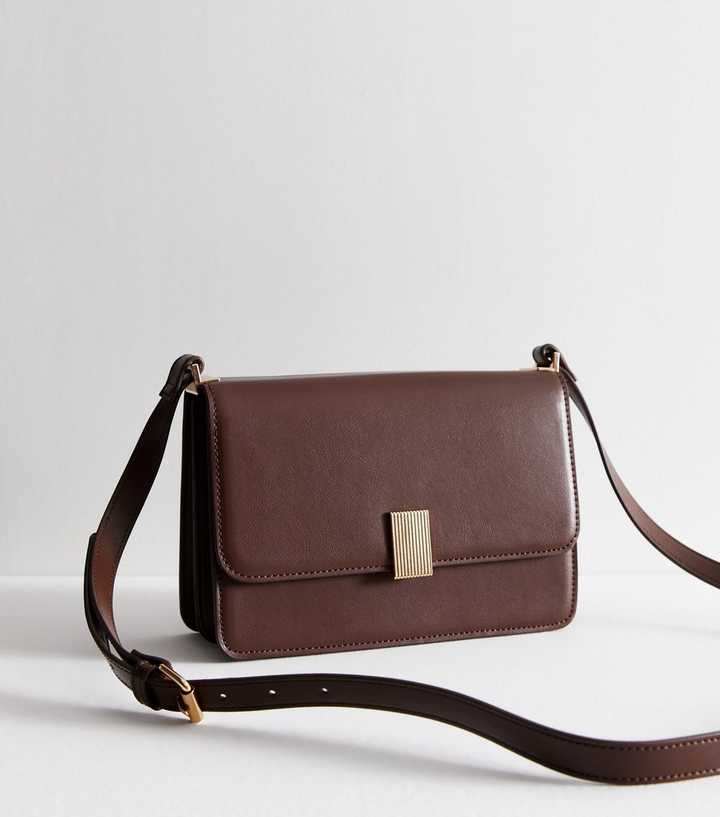 Brown Leather-Look Cross Body Bag