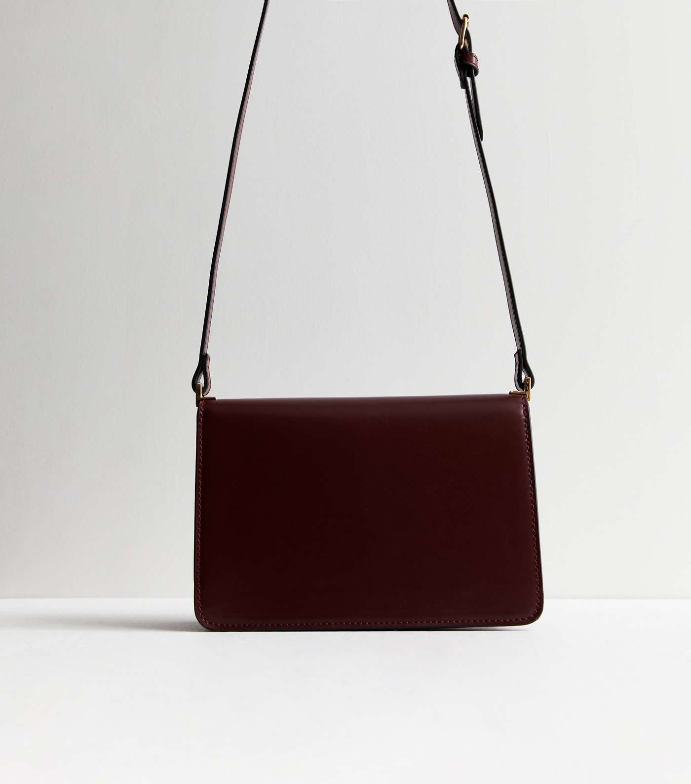 Burgundy Leather-Look Cross Body Bag Image 4