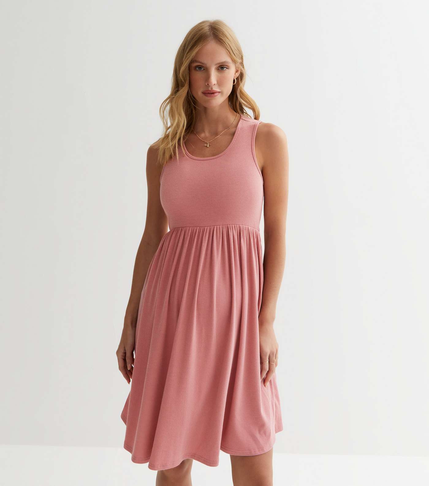 Maternity Pink Sleeveless Smock Midi Dress