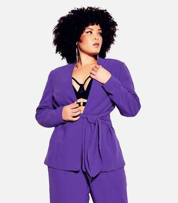 City Chic Curves Purple Belted Wrap Jacket