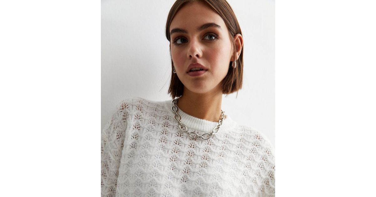 Cream Stitch Knit Crew Neck Jumper New Look