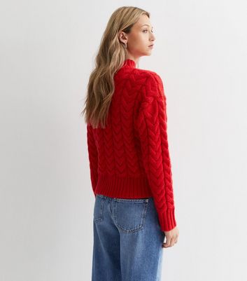 Ladies red cable 2025 knit jumper