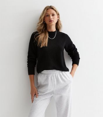 Black crew neck jumper womens sale