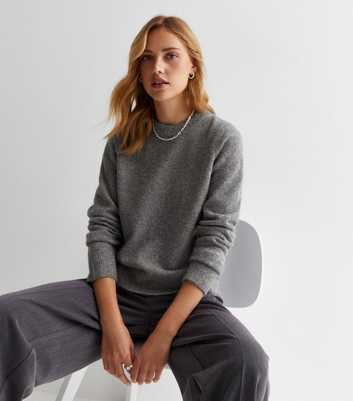 Dark Grey Knit Crew Neck Jumper