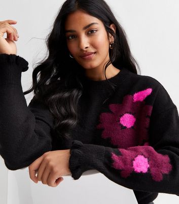 Black sweater 2024 with flowers