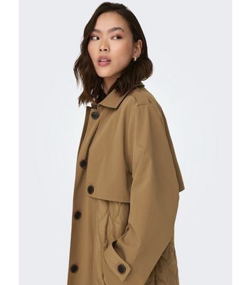 ONLY Camel Belted Trench Coat New Look