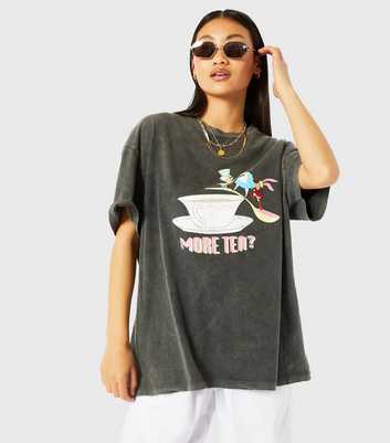 Skinnydip Grey Alice In Wonderland More Tea Logo T-Shirt