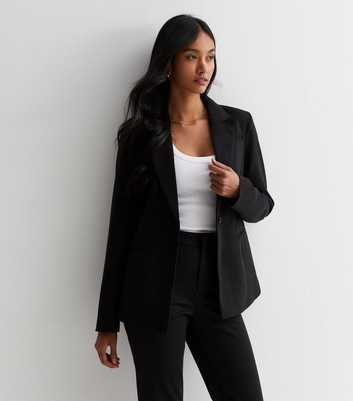 New Look satin lapel blazer in black