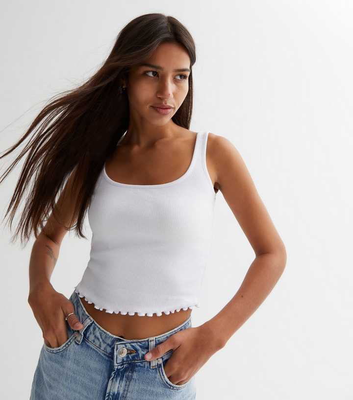 White Frill Hem Vest