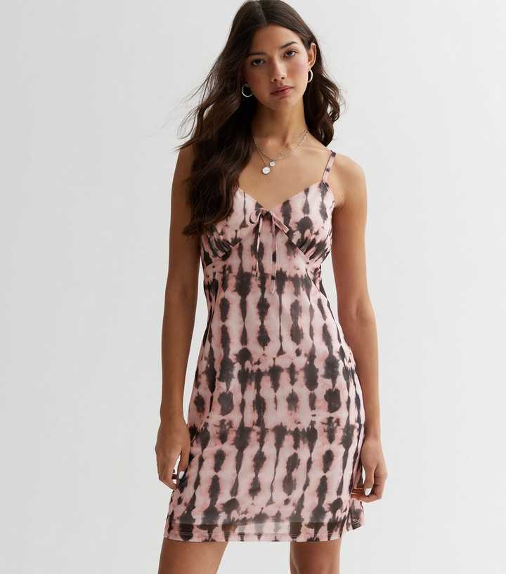 Pink Tie Dye Mesh Detail Mini Dress | New Look Pink Tie Dye Mesh Detail Mini Dress | New Look