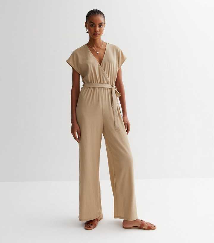 Long Sleeve Jumpsuit In Leopard Camel