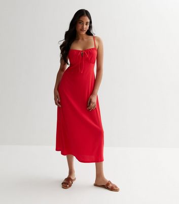 Red spaghetti strap sales midi dress