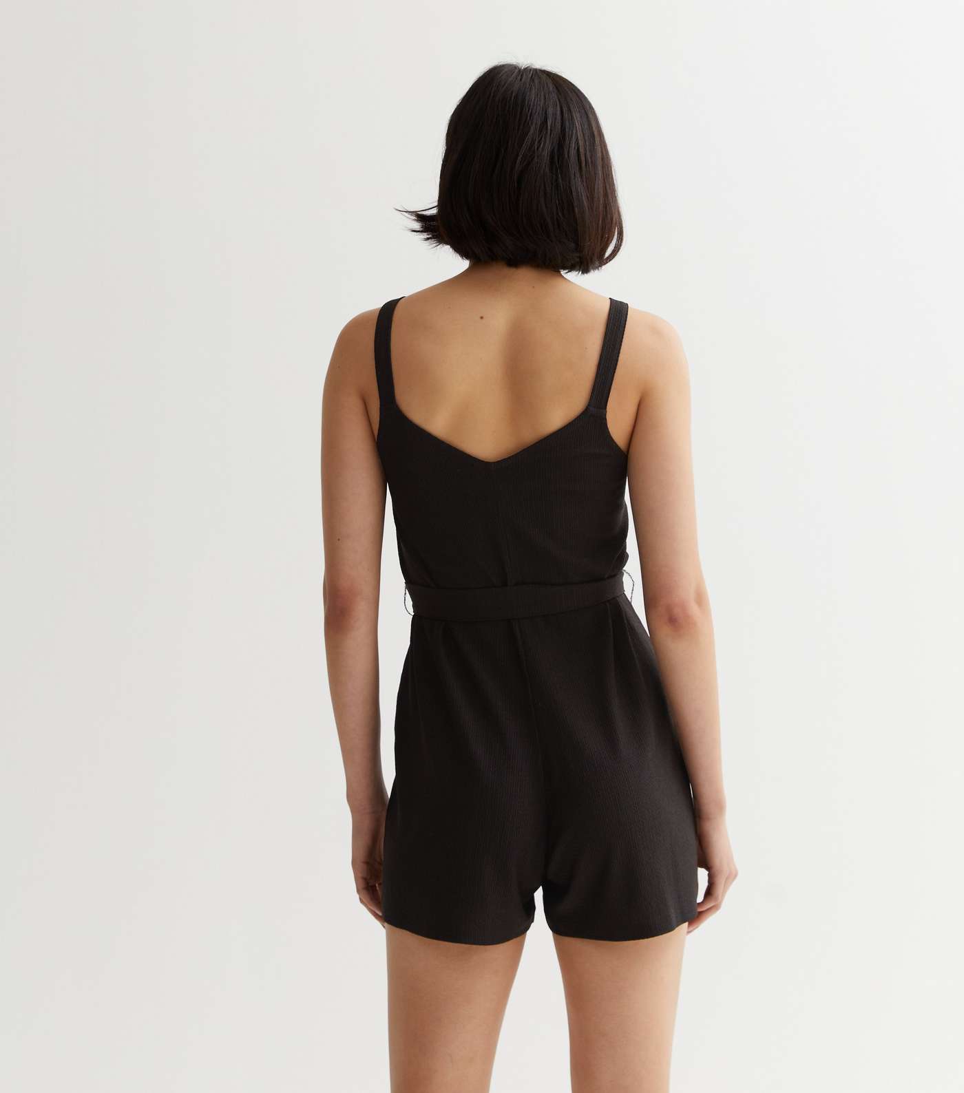 Black Jersey Button Front Playsuit Image 4