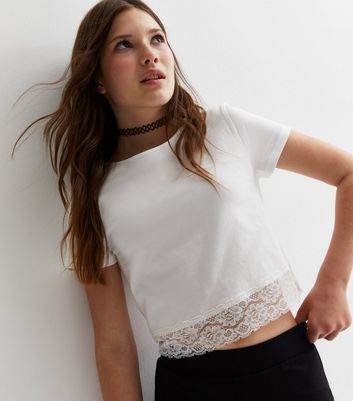 Forever 21 white store lace crop top