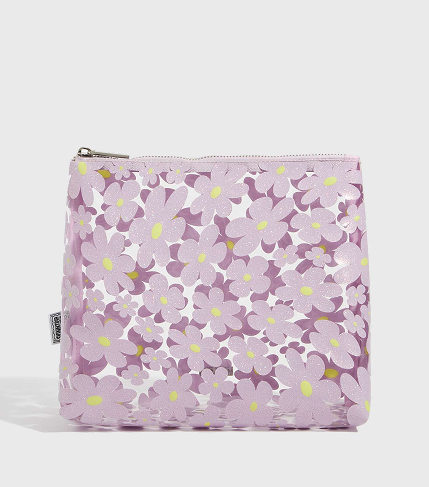 Skinnydip Lilac Glitter Floral Wash Bag