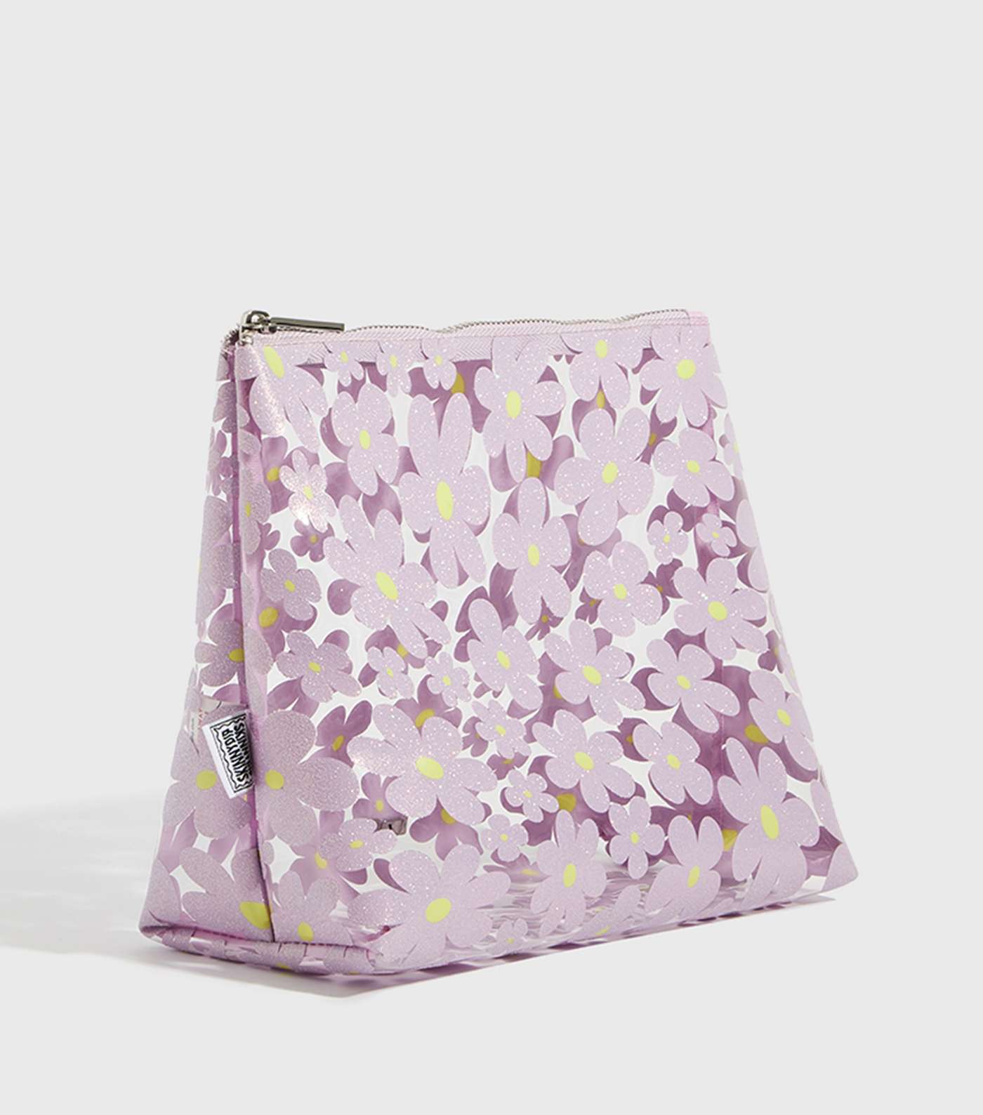 Skinnydip Lilac Glitter Floral Wash Bag Image 3