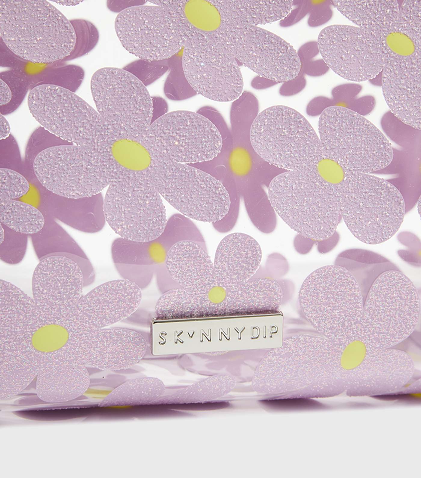 Skinnydip Lilac Glitter Floral Wash Bag Image 5