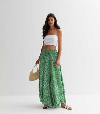 Cameo Rose Green Leopard Print Pleated Wide Leg Trousers