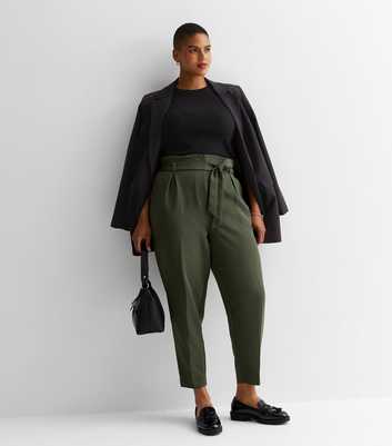 Curves Khaki Belted Trousers