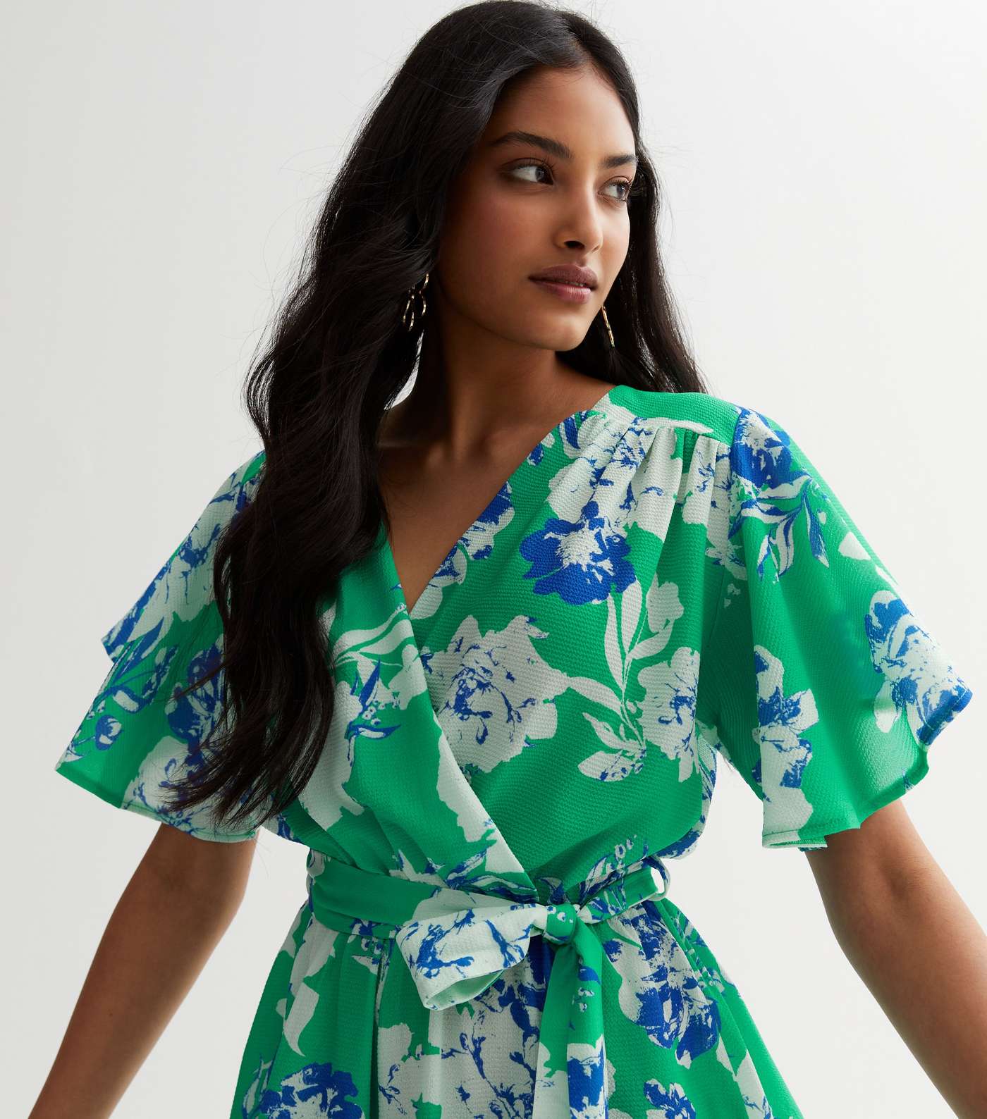 Cameo Rose Green Floral Belted Playsuit Image 2