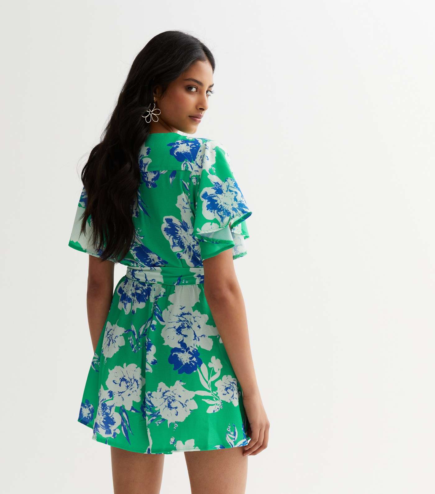 Cameo Rose Green Floral Belted Playsuit Image 4