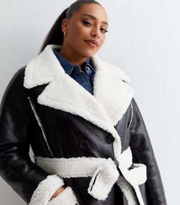 Faux shearling maxi on sale coat