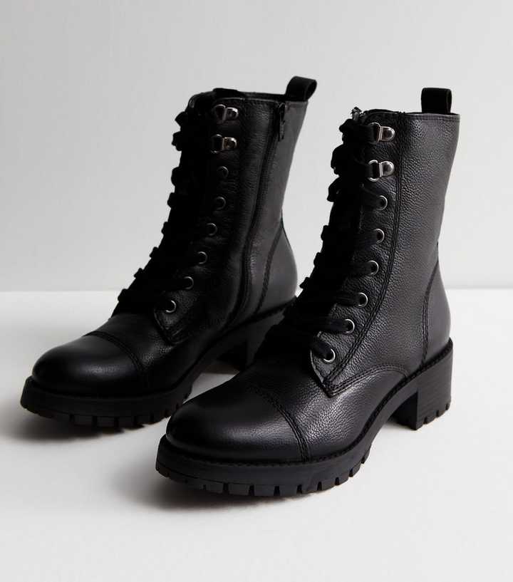 ladies leather biker boots