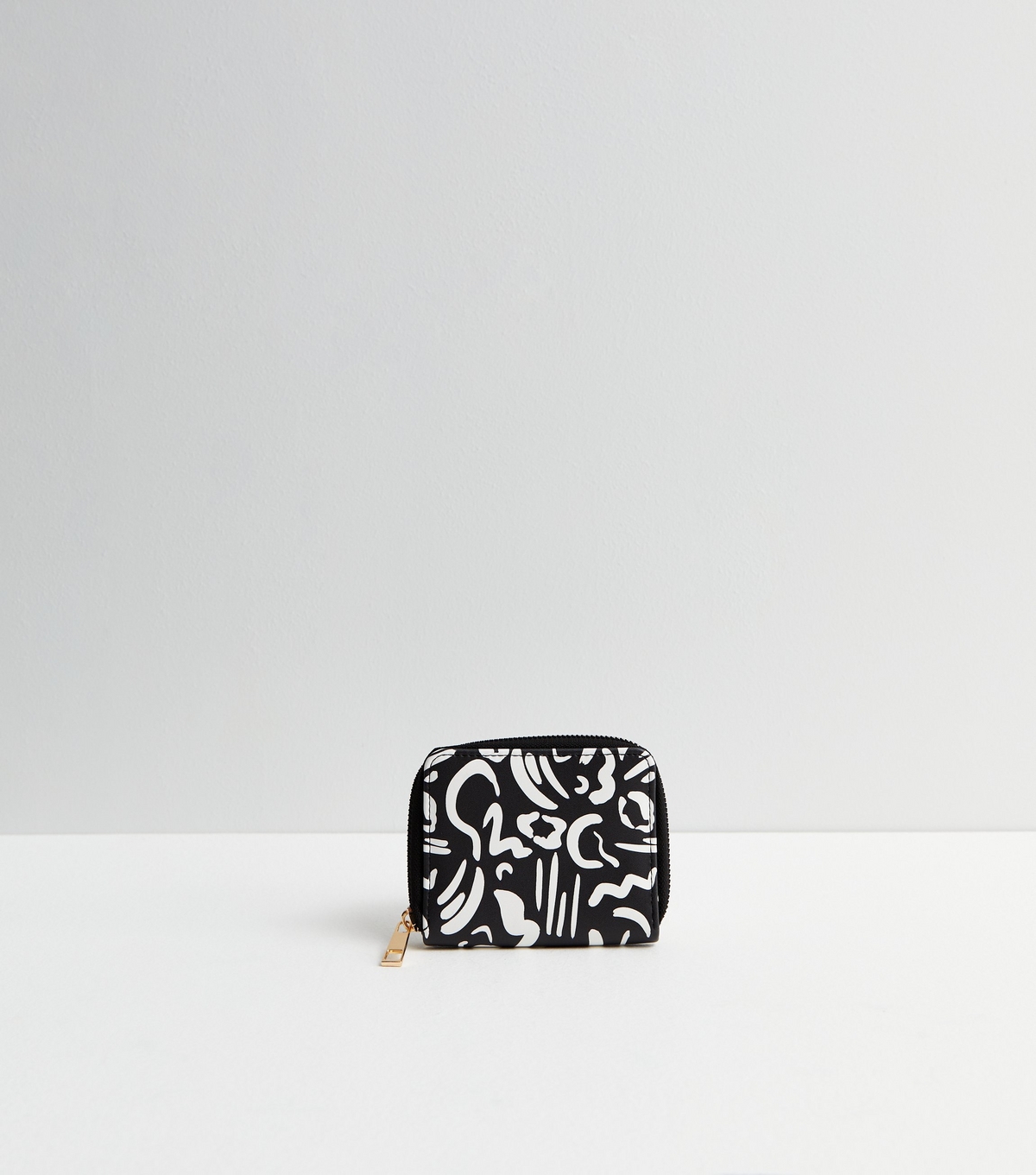 Black Squiggle Print Leather-Look Purse New Look