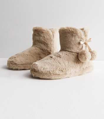 Light Brown Faux Fur Slipper Boots