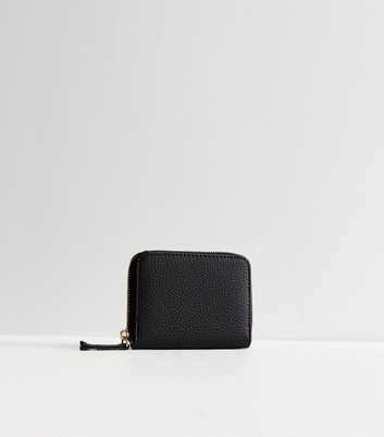Black Leather-Look Zip Around Purse