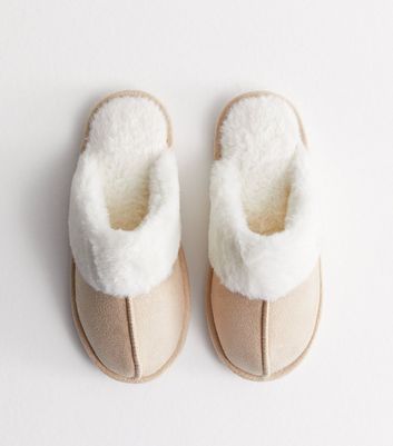 Cream Suedette Mule Slippers New Look