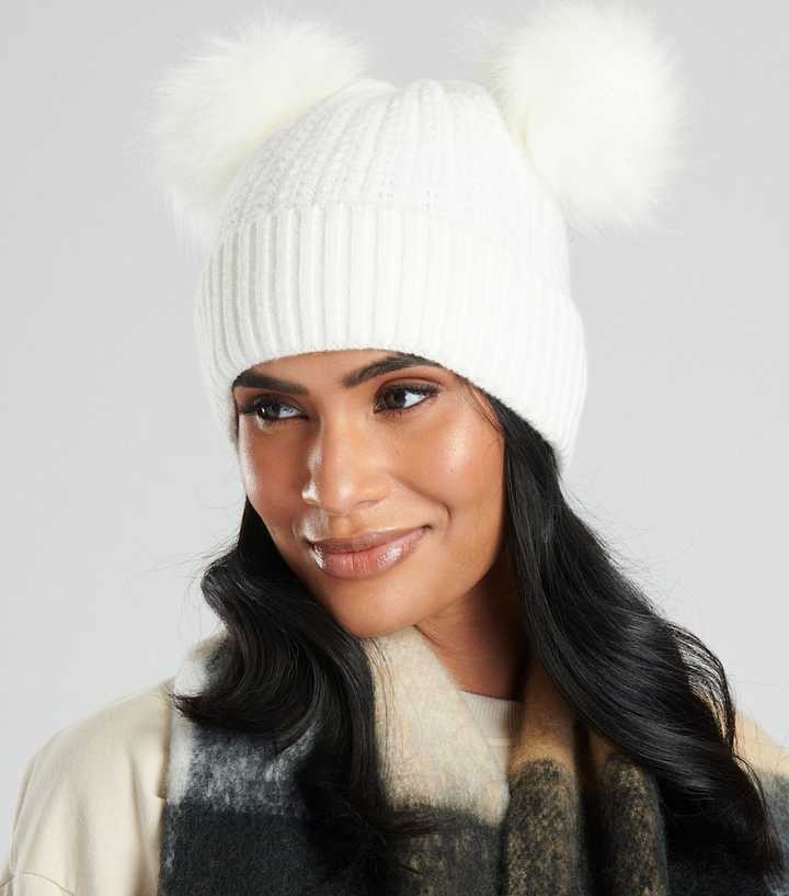Cap Women's Double Bobble Hat South Beach White Knit Double