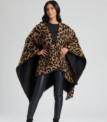 South Beach Brown Animal Print Blanket Wrap New Look