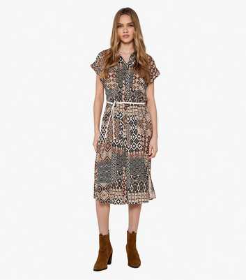 Apricot Rust Patchwork Midi Dress