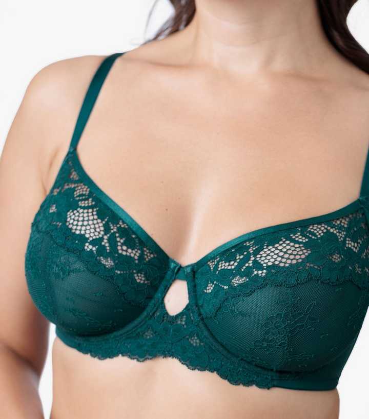 Dorina Dark Green Lace Plunge Bra