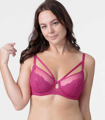 Dorina Curves Bright Pink Cut Out Lace Wired Bra