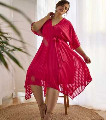 Apricot Curves Pink Stripe Midi dress