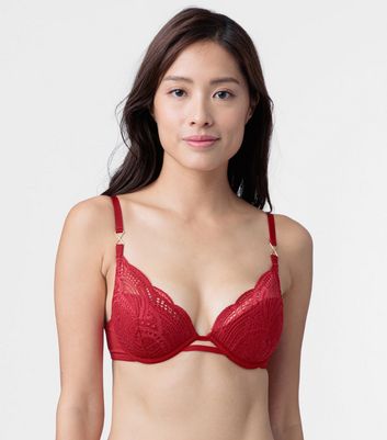 Dorina Red Lace Plunge Bra New Look