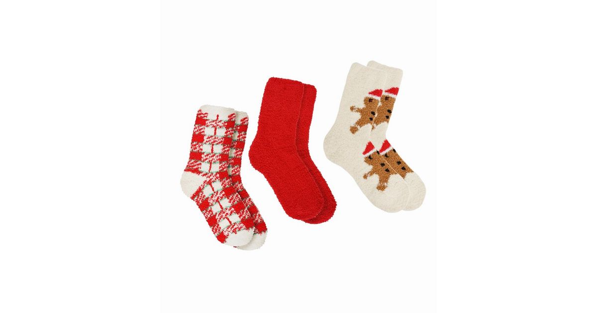 Loungeable 3 Pack Multicloured Festive Cosy Socks New Look