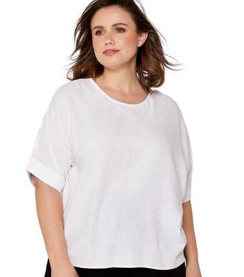 Apricot Curves White Textured Short Sleeve Top