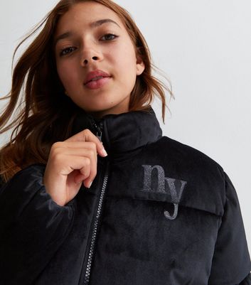 Cropped velvet hotsell puffer jacket